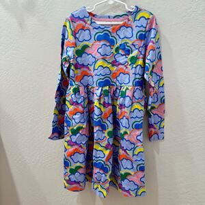 NWT Mini Boden Blue Rainbow Cloud Long Sleeve Dress